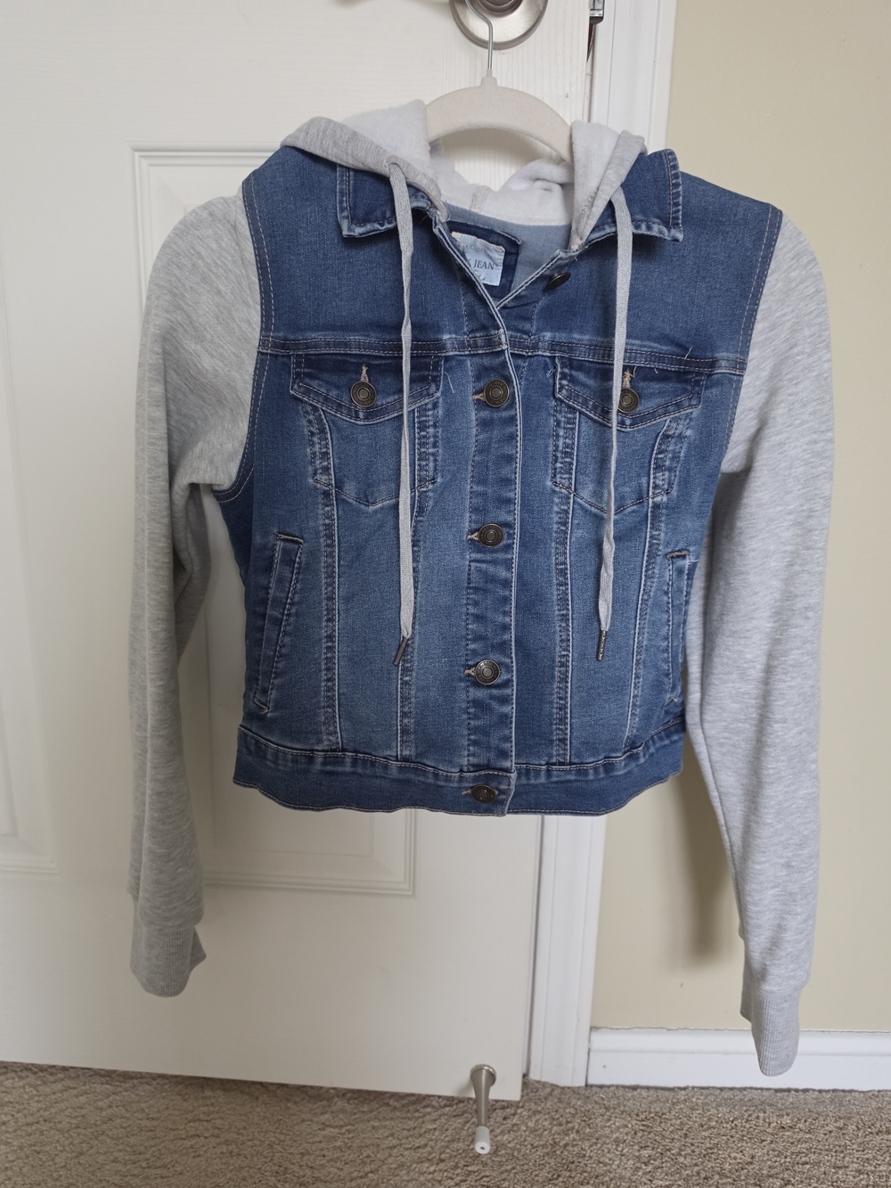 Wax Jean Denim Jacket with Light Gray Hood